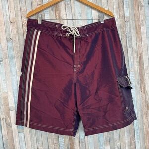 Vintage 34 Express Iridescent Cargo Board Shorts Swim Trunks Loose Fit 90s Y2K